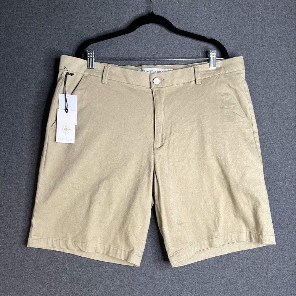 COASTAORO Nordstrom Newport Tech Shorts Cotton Stretch Beige Tan Men Size 36